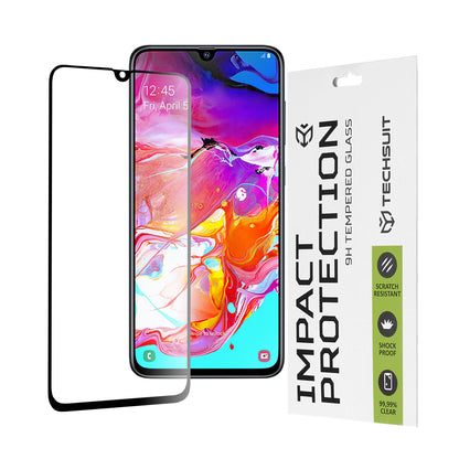 Techsuit skærmbeskyttelsesfilm til Samsung Galaxy A70s A707 / A90 5G A908 / A70 A705, hærdet glas, fuld lim, 111D, sort