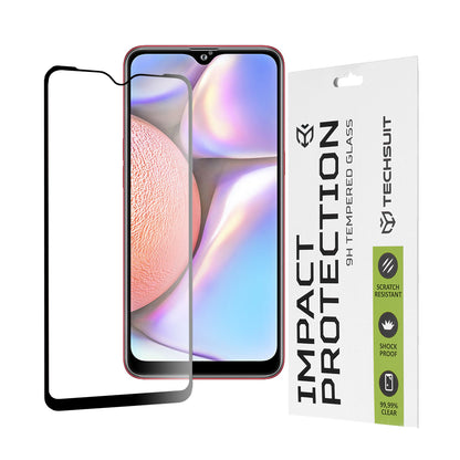 Techsuit skærmbeskytter til Samsung Galaxy M01s M017 / A10s A107 / A10 A105 / M10 M105, hærdet glas, fuld lim, 111D, sort