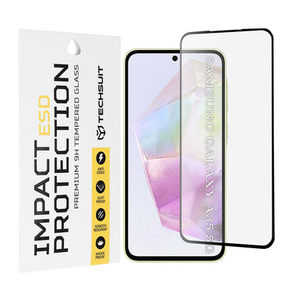 Techsuit skærmbeskyttelsesfilm til Samsung Galaxy M35 / A55 5G A556 / A35 5G A356, hærdet glas, fuld lim, sort