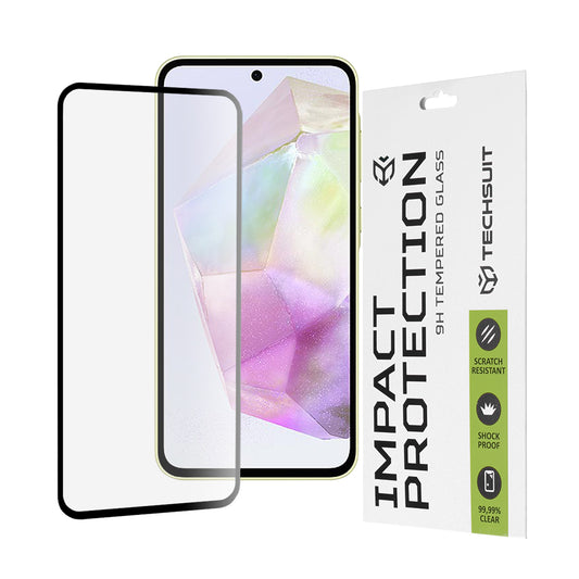 Techsuit Skærmbeskyttelsesfilm til Samsung Galaxy M56 M566 / M35 / A55 5G A556 / A35 5G A356, Hærdet Glas, Full Glue, 111D, Sort
