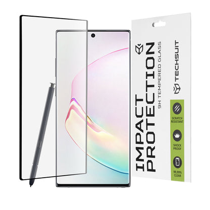Techsuit skærmbeskyttelsesfilm til Samsung Galaxy Note 10 5G N971 / Note10 N970, hærdet glas, fuld lim, 111D, sort