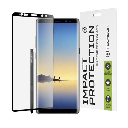 Techsuit skærmbeskyttelsesfilm til Samsung Galaxy Note 8 N950, hærdet glas, fuld lim, 111D, sort