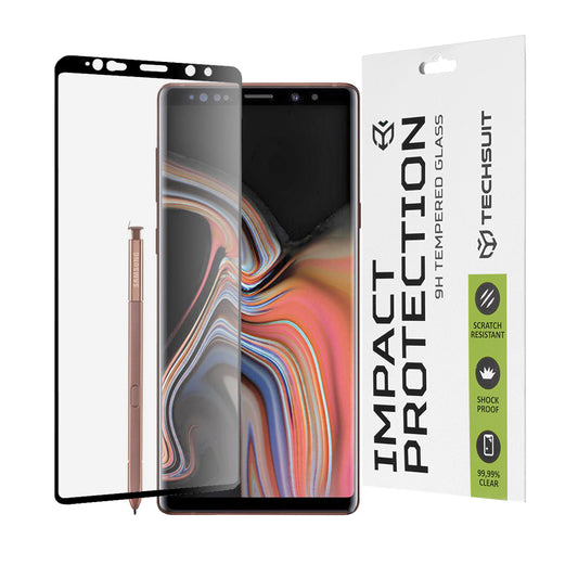Techsuit Skærmbeskyttelsesfilm til Samsung Galaxy Note 9 N960, Hærdet Glas, Full Glue, 111D, Sort