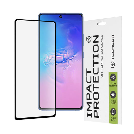 Techsuit Skærmbeskyttelsesfilm til Samsung Galaxy S10 Lite G770, Hærdet Glas, Full Glue, 111D, Sort