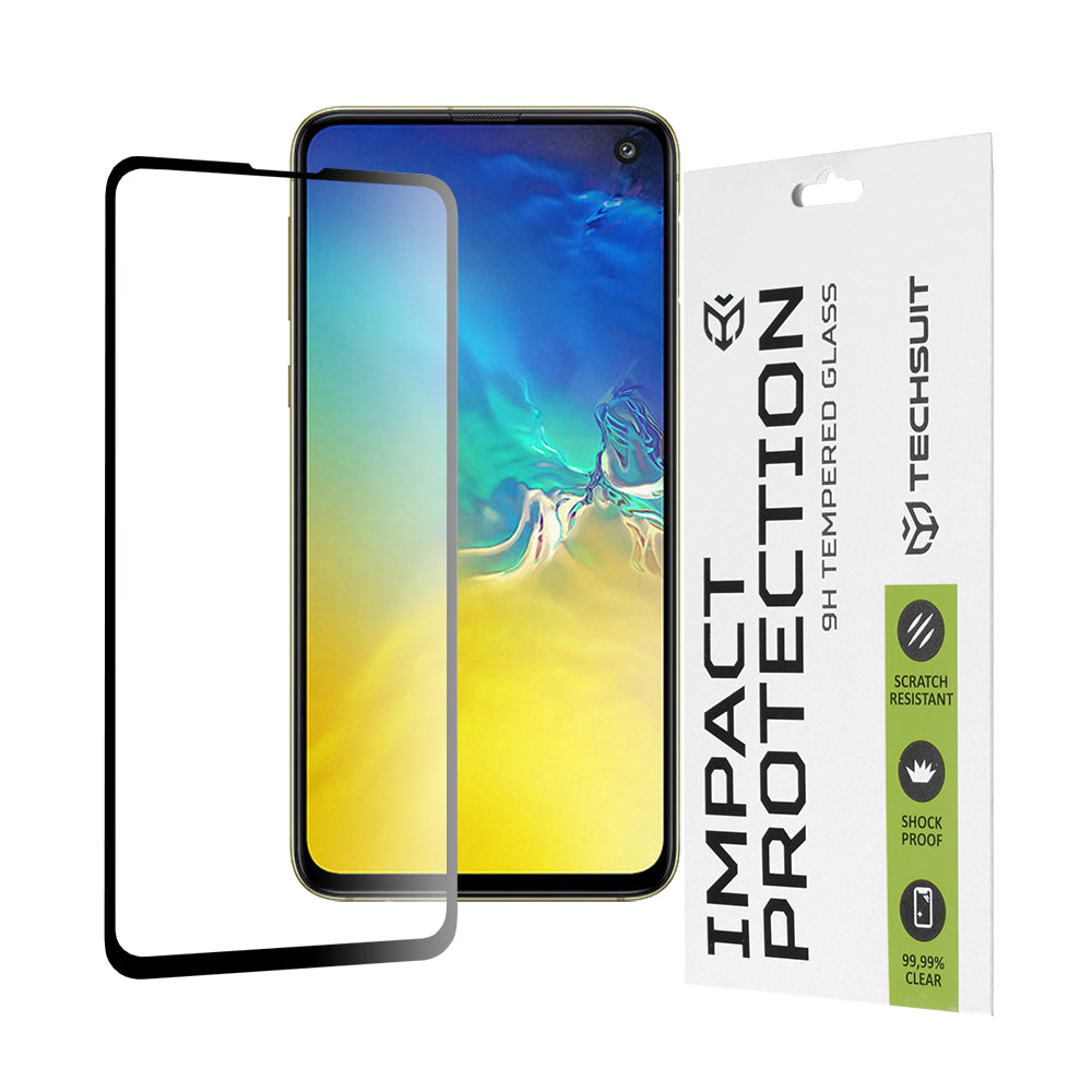 Techsuit Skærmbeskyttelsesfilm til Samsung Galaxy S10e G970, Hærdet Glas, Full Glue, 111D, Sort