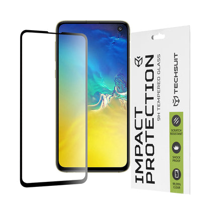Techsuit Skærmbeskyttelsesfilm til Samsung Galaxy S10e G970, Hærdet Glas, Full Glue, 111D, Sort
