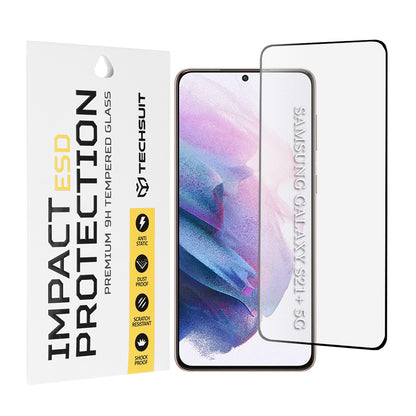 Techsuit skærmbeskytter til Samsung Galaxy S21+ 5G G996, hærdet glas, fuld lim, sort
