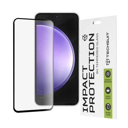 Techsuit skærmbeskyttelsesfilm til Samsung Galaxy S23 FE S711, hærdet glas, fuld lim, 111D, sort