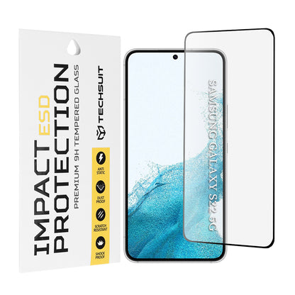 Techsuit Skærmbeskyttelsesfilm til Samsung Galaxy S23 S911 / S22 5G S901, Hærdet Glas, Fuld Lim, Sort