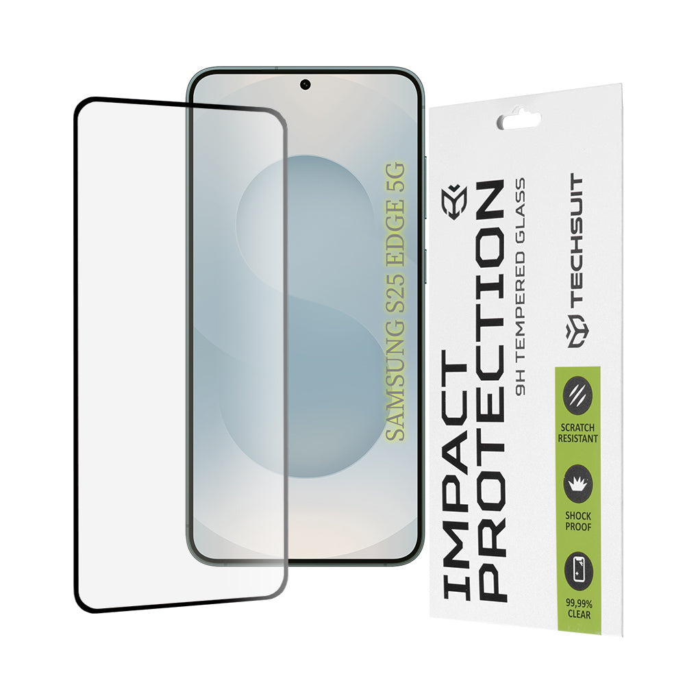 Techsuit Skærmbeskytter til Samsung Galaxy S25 Edge S937, Hærdet Glas, Full Glue, 111D, Sort