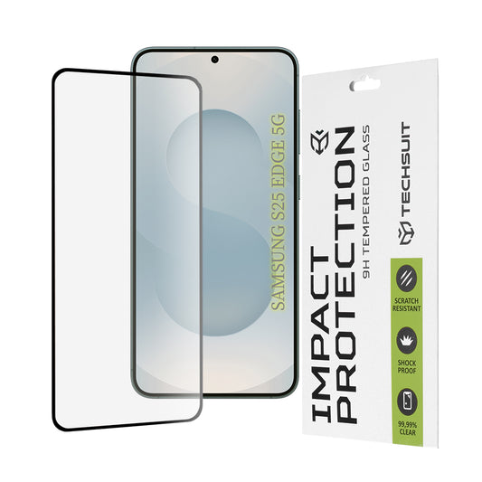 Techsuit Skærmbeskytter til Samsung Galaxy S25 Edge S937, Hærdet Glas, Full Glue, 111D, Sort