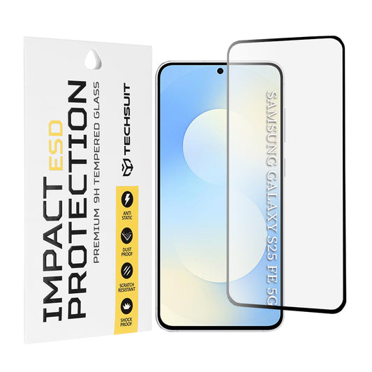 Techsuit Skærmbeskyttelsesfilm til Samsung Galaxy S25 FE, Hærdet Glas, Fuld Lim, Sort