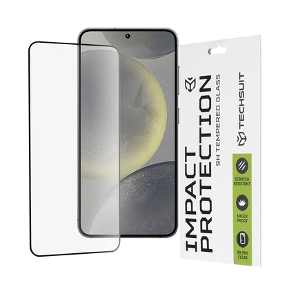Techsuit skærmbeskyttelsesfilm til Samsung Galaxy S25 S931 / S24 S921, hærdet glas, fuld lim, 111D, sort