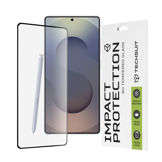 Techsuit skærmbeskyttelsesfilm til Samsung Galaxy S25 Ultra S938, hærdet glas, fuld lim, 111D, sort