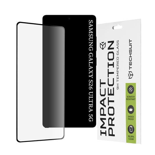 Skærmbeskyttelsesfolie Techsuit til Samsung Galaxy S26 Ultra, Hærdet Glas, Full Glue, 111D, Sort