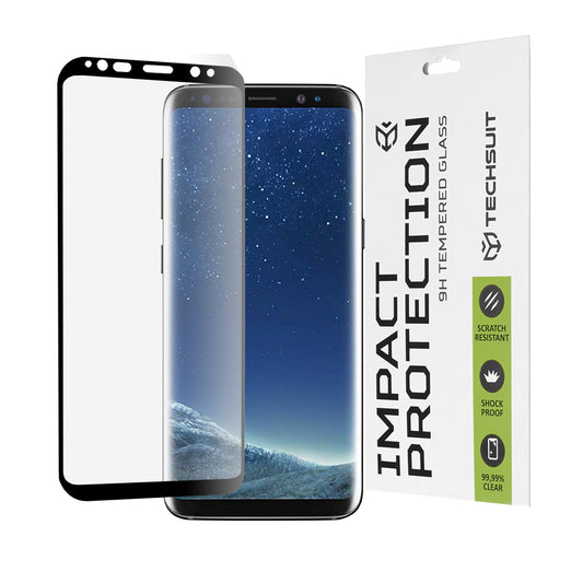 Techsuit skærmbeskytter til Samsung Galaxy S8 G950, hærdet glas, fuld lim, 111D, sort