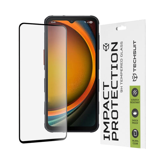 Techsuit skærmbeskyttelsesfilm til Samsung Galaxy XCover7 Pro, hærdet glas, fuld lim, 111D, sort