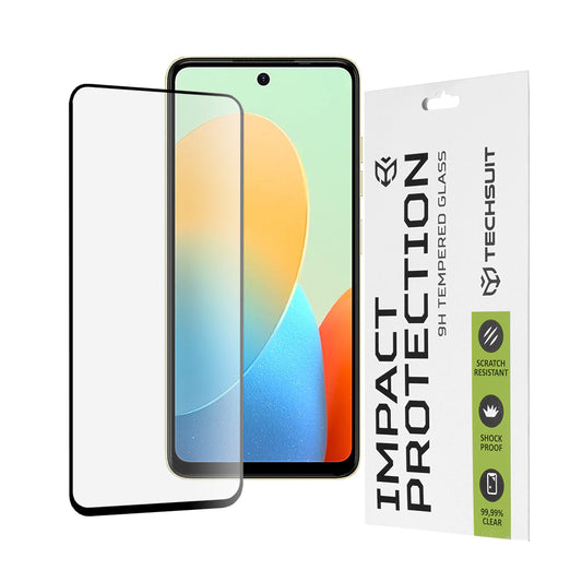 Techsuit Skærmbeskyttelsesfilm til Tecno Spark 20 / Spark Go 2024 / Spark 20C / Smart 8 / Hot 40i, Hærdet Glas, Full Glue, 111D, Sort