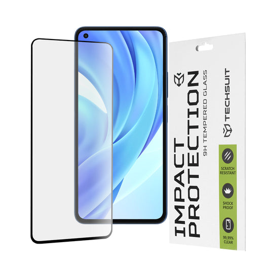 Techsuit Skærmbeskyttelsesfilm til Xiaomi 11 Lite 5G NE / Mi 11 Lite 5G / 11 Lite, Hærdet Glas, Full Glue, 111D, Sort