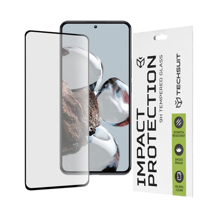 Techsuit Skærmbeskyttelsesfilm til Xiaomi 12T / 12T Pro, Hærdet Glas, Full Glue, 111D, Sort
