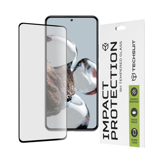 Techsuit Skærmbeskyttelsesfilm til Xiaomi 12T / 12T Pro, Hærdet Glas, Full Glue, 111D, Sort