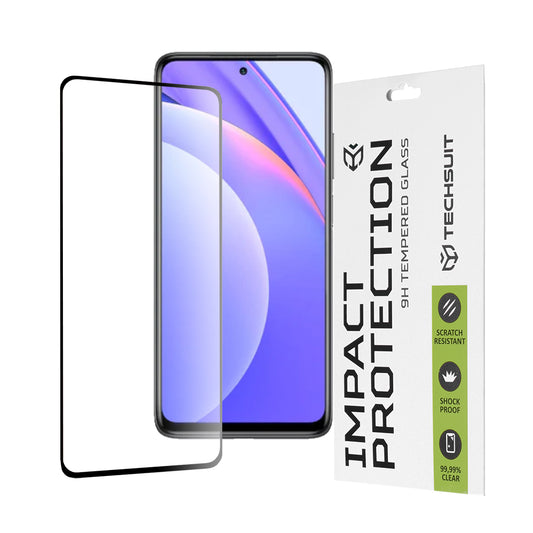 Techsuit skærmbeskyttelsesfilm til Xiaomi Mi 10T Lite 5G, hærdet glas, fuld lim, 111D, sort