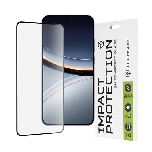 Techsuit Skærmbeskyttelsesfilm til Xiaomi Poco F7, Hærdet Glas, Full Glue, 111D, Sort