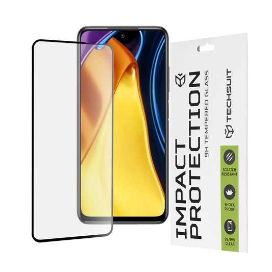 Techsuit Skærmbeskyttelsesfilm til Xiaomi Poco M3 Pro 5G / Redmi Note 10 5G, Hærdet Glas, Full Glue, 111D, Sort