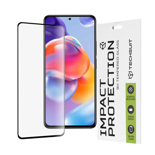 Techsuit skærmbeskytter til Xiaomi Poco X4 Pro 5G / Redmi Note 11 Pro+ 5G, hærdet glas, fuld lim, 111D, sort