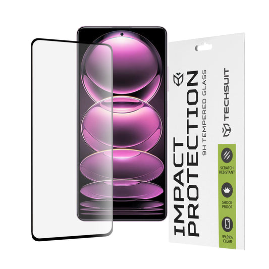 Techsuit Skærmbeskytter til Xiaomi Poco X5 Pro / Redmi Note 12 Pro 5G / Note 12 Pro+, Hærdet Glas, Full Glue, 111D, Sort
