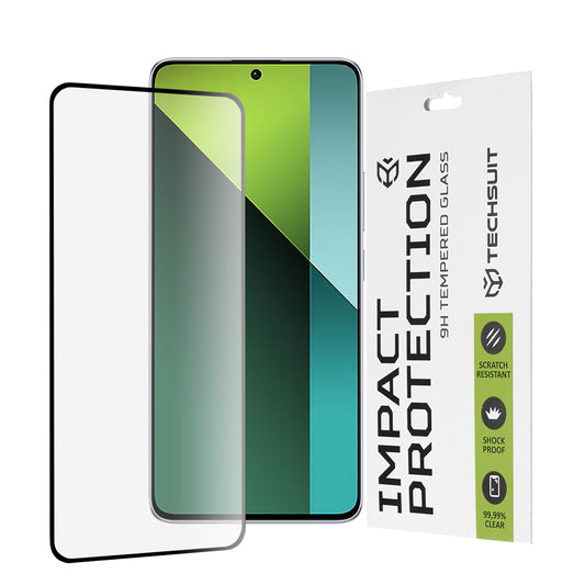 Techsuit skærmbeskyttelsesfilm til Xiaomi Poco X6 / Redmi Note 13 Pro 5G, hærdet glas, fuld lim, 111D, sort