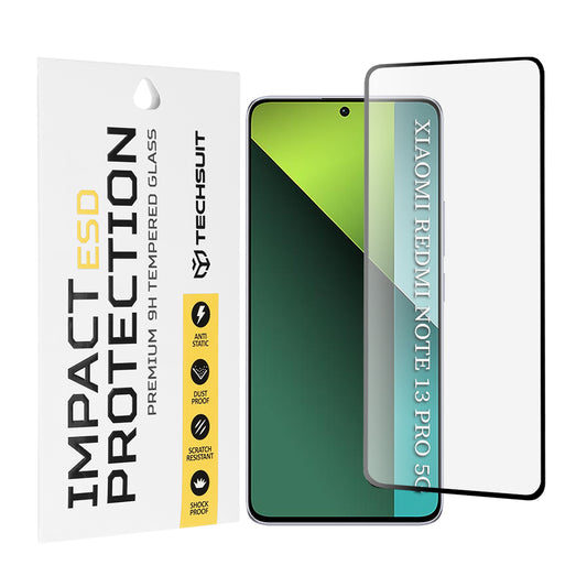 Techsuit skærmbeskyttelsesfilm til Xiaomi Poco X6 / Redmi Note 13 Pro 5G, hærdet glas, fuld lim, sort