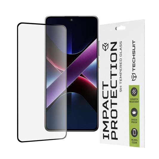 Techsuit skærmbeskyttelsesfilm til Xiaomi Poco X7 Pro, hærdet glas, fuld lim, 111D, sort