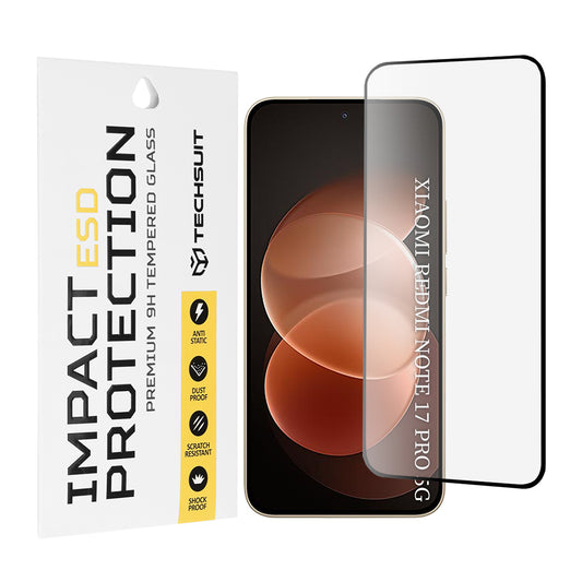 Techsuit skærmbeskytter til Xiaomi Poco X8 / Redmi Note 17 Pro / Note 17 Pro Max, hærdet glas, fuldlimet, sort