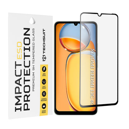 Techsuit skærmbeskytter til Xiaomi Redmi 13C 5G / 13C / Poco C65, hærdet glas, fuld lim, sort