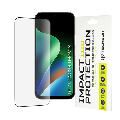 Techsuit skærmbeskyttelsesfilm til Xiaomi Redmi 17 5G / 17 4G, hærdet glas, fuld lim, 111D, sort
