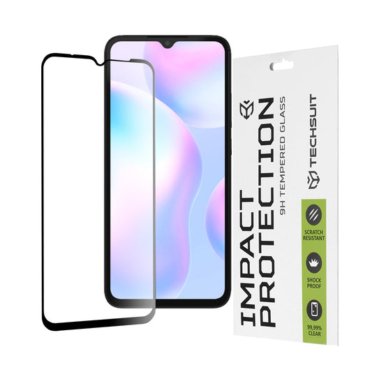 Techsuit skærmbeskyttelsesfilm til Xiaomi Redmi A2+ / A2 / A1+ / A1 / 10A, hærdet glas, fuld lim, 111D, sort