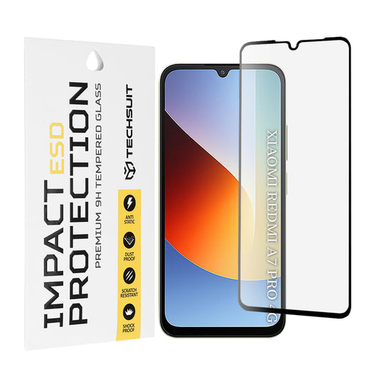 Techsuit Skærmbeskytter til Xiaomi Redmi A7 Pro 4G, Hærdet Glas, Fuld Lim, Sort