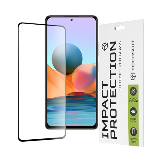 Techsuit skærmbeskyttelsesfilm til Xiaomi Redmi Note 10 Pro Max / Note 10 Pro, hærdet glas, fuld lim, 111D, sort