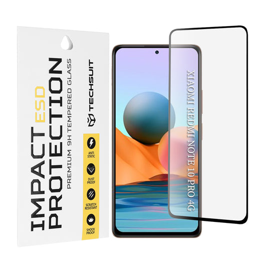 Techsuit skærmbeskyttelsesfilm til Xiaomi Redmi Note 10 Pro Max / Note 10 Pro, hærdet glas, fuld lim, sort