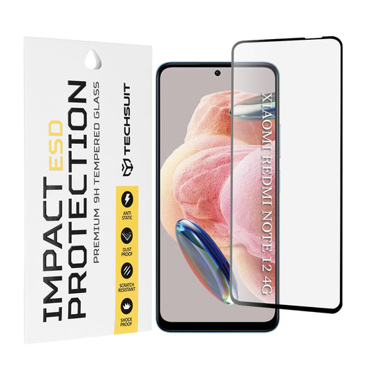 Techsuit skærmbeskytter til Xiaomi Redmi Note 12 4G / Note 12 5G / Poco X5, hærdet glas, fuld lim, sort