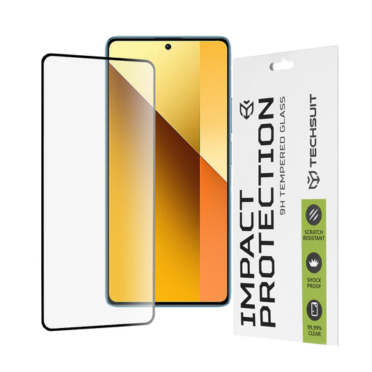 Techsuit Skærmbeskyttelsesfilm til Xiaomi Redmi Note 13 5G, Hærdet Glas, Full Glue, 111D, Sort