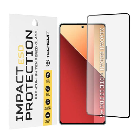 Techsuit skærmbeskytter til Xiaomi Redmi Note 13 Pro 4G / Poco M6 Pro 4G, hærdet glas, fuld lim, sort