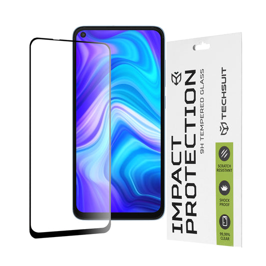 Techsuit skærmbeskyttelsesfilm til Xiaomi Redmi Note 9 / 10X 4G, hærdet glas, fuld lim, 111D, sort