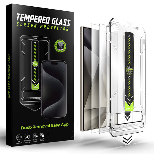 Techsuit TitanGlass CrystalHD Skærmbeskyttelsesfilm til Samsung Galaxy S24 Ultra S928, Sikkerhedsglas, Fuld Lim, Sæt med 2 stk
