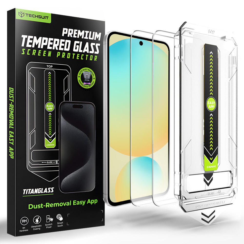 Techsuit TitanGlass CrystalHD Skærmbeskytter til Samsung Galaxy A56 A566 / S24 FE S721, Hærdet Glas, Fuld Lim, Sæt med 2 stk.