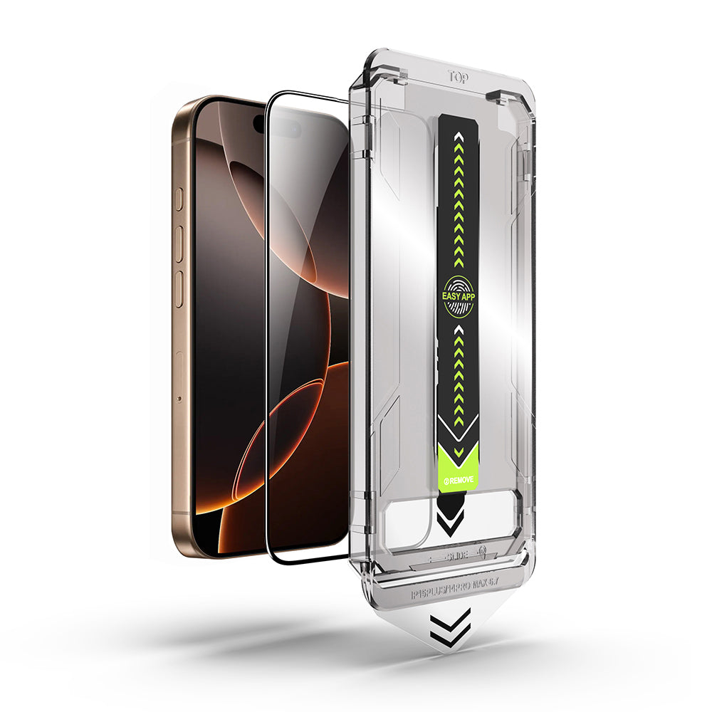 Techsuit TitanGlass Skærmbeskytter til Apple iPhone 16 Plus / 15 Plus, Hærdet Glas, Fuld Lim, Sort