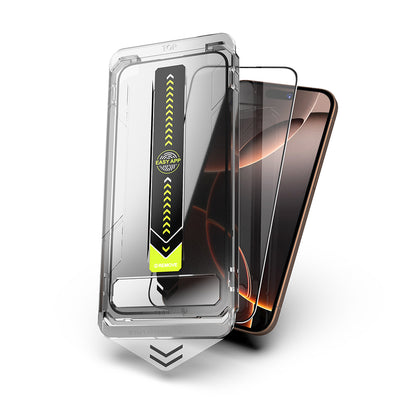 Beskyttelsesfilm Techsuit TitanGlass til Apple iPhone 17 / 16 Pro, Hærdet Glas, Full Glue, Sort