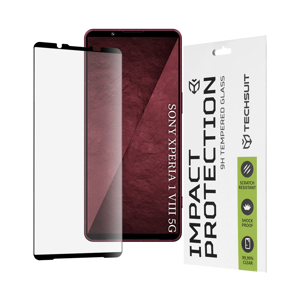 Techsuit Screen Protector Film for Sony Xperia 1 VIII, Tempered Glass, 111D, Black