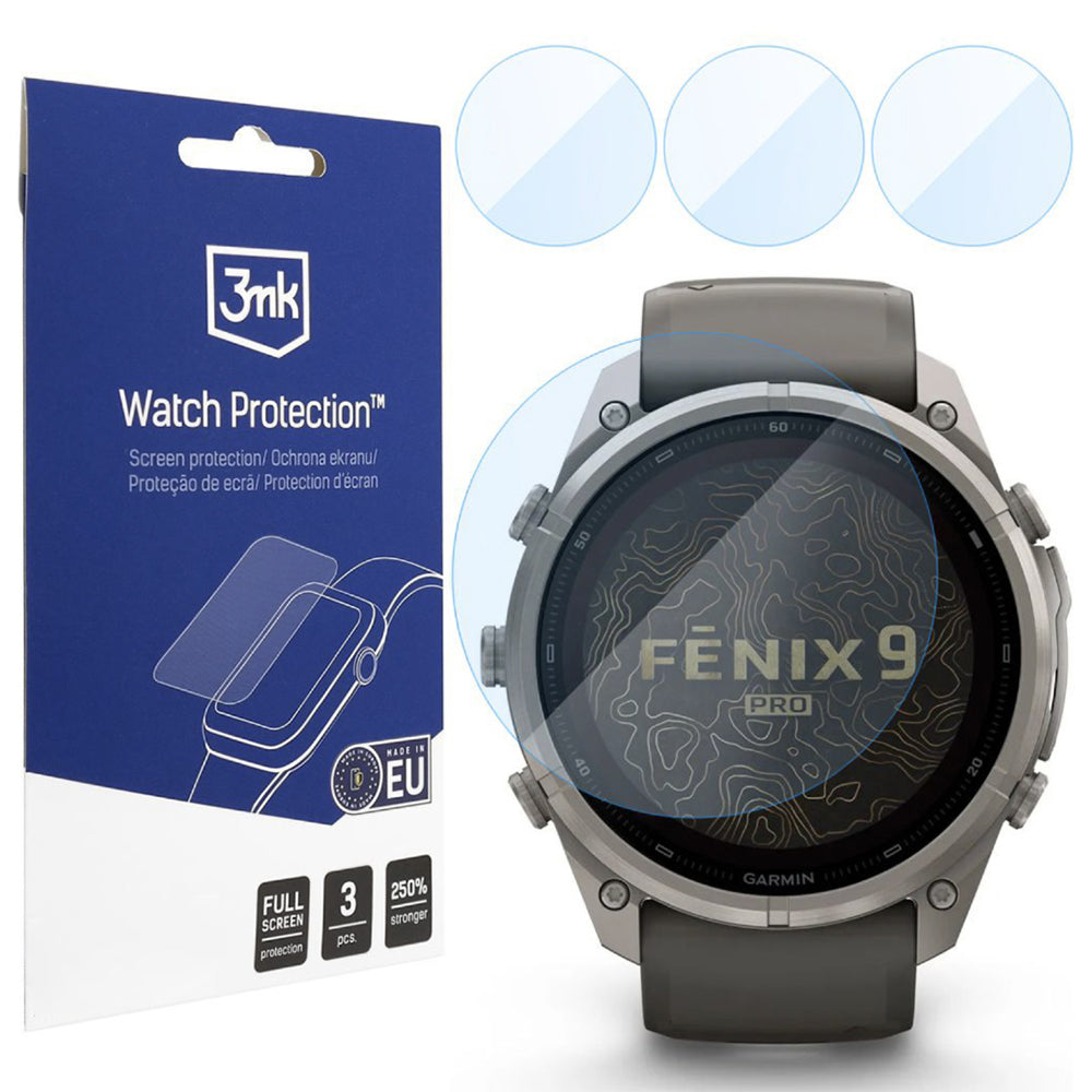 3MK FlexibleGlass Beskyttelsesfilm til Garmin Fenix 9 Pro Solar 47mm, Sæt med 3 stk., Fleksibelt Glas